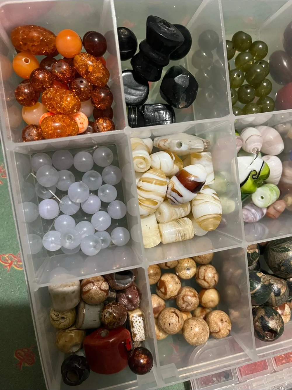 Clear Plastic Compartment Storage Box - Multi-Color Bead Organizer